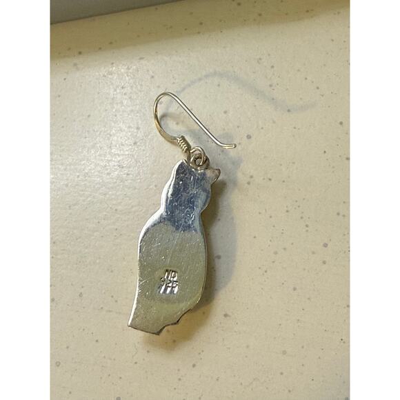 Vintage 925 Silver Norwegian Designs Cat Dangle Earrings - Picture 3 of 3